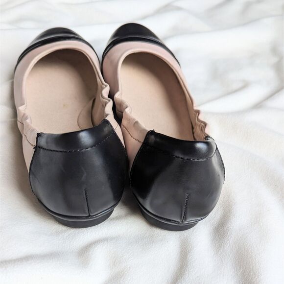 Clarks Rena Jazz Ballet Flats Ballerina Flats Shoes Black & Beige Leather Sz 8 - Picture 7 of 13